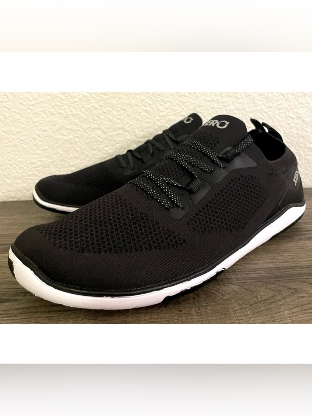 XERO Nexus Knit Mens Size US 9.5 Black White Minimalist Barefoot Lifestyle Shoes